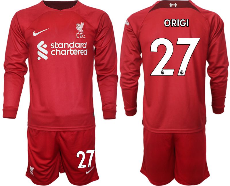Men 2022-2023 Club Liverpool home long sleeves red 27 Soccer Jersey